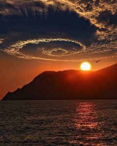 Natural cloud swirl at sunset