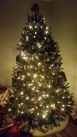 home Christmas tree at night
